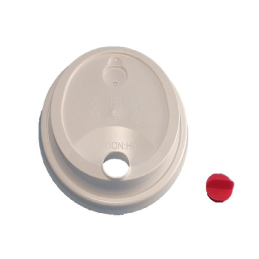 Plastic Lid-White & Stoppe-Red Heart (90mm) - 50pcs